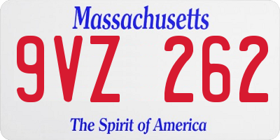 MA license plate 9VZ262