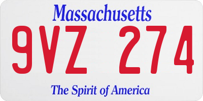MA license plate 9VZ274