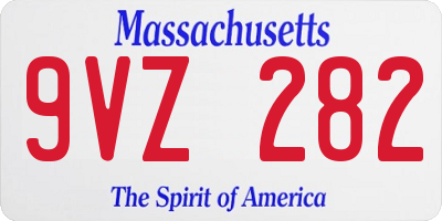 MA license plate 9VZ282