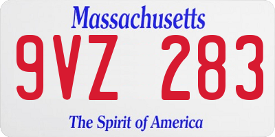 MA license plate 9VZ283