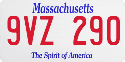 MA license plate 9VZ290