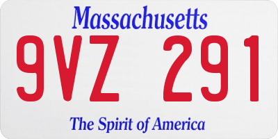 MA license plate 9VZ291