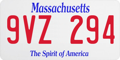 MA license plate 9VZ294