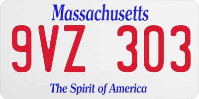 MA license plate 9VZ303