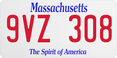 MA license plate 9VZ308