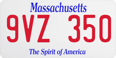 MA license plate 9VZ350