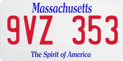 MA license plate 9VZ353