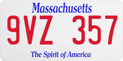 MA license plate 9VZ357
