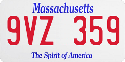 MA license plate 9VZ359