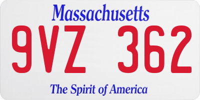 MA license plate 9VZ362