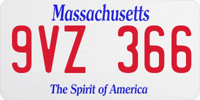 MA license plate 9VZ366