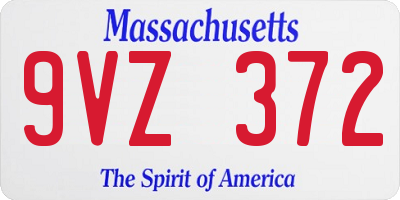 MA license plate 9VZ372