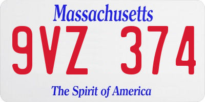 MA license plate 9VZ374