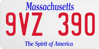 MA license plate 9VZ390