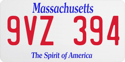 MA license plate 9VZ394