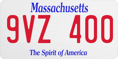 MA license plate 9VZ400