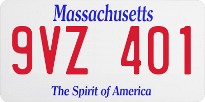 MA license plate 9VZ401