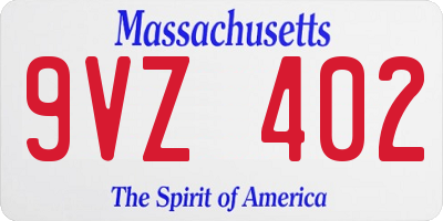 MA license plate 9VZ402