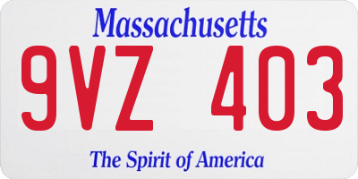 MA license plate 9VZ403
