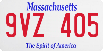 MA license plate 9VZ405