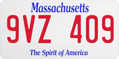 MA license plate 9VZ409