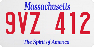 MA license plate 9VZ412