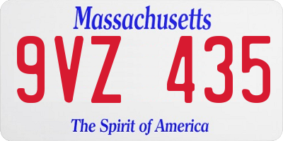 MA license plate 9VZ435