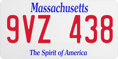 MA license plate 9VZ438