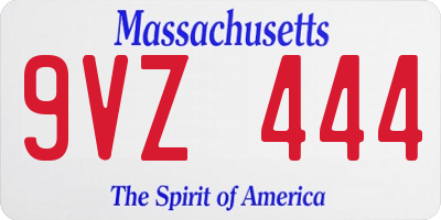 MA license plate 9VZ444