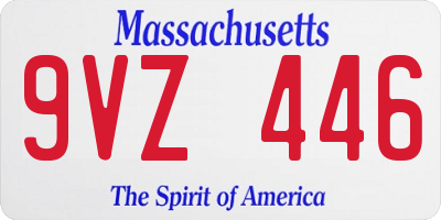 MA license plate 9VZ446