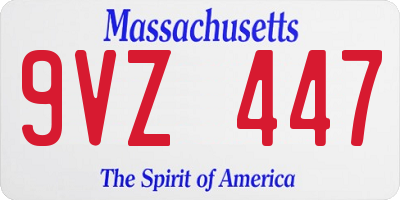 MA license plate 9VZ447
