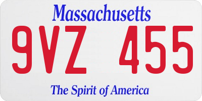 MA license plate 9VZ455