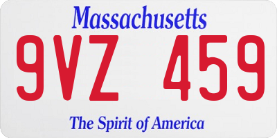 MA license plate 9VZ459