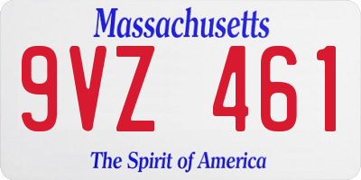 MA license plate 9VZ461