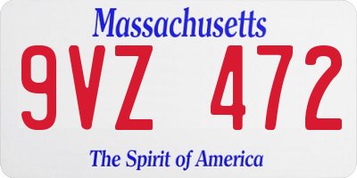 MA license plate 9VZ472