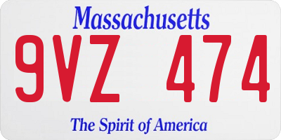 MA license plate 9VZ474