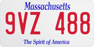 MA license plate 9VZ488
