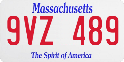 MA license plate 9VZ489