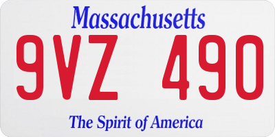 MA license plate 9VZ490