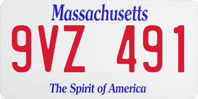 MA license plate 9VZ491