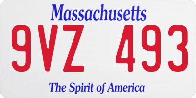 MA license plate 9VZ493