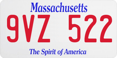 MA license plate 9VZ522