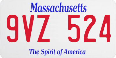 MA license plate 9VZ524