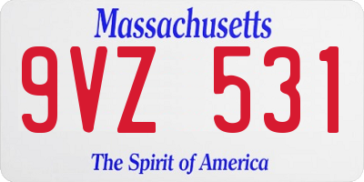 MA license plate 9VZ531