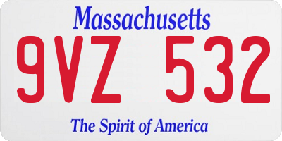 MA license plate 9VZ532