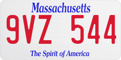 MA license plate 9VZ544