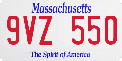 MA license plate 9VZ550