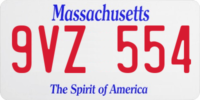 MA license plate 9VZ554