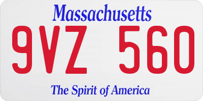 MA license plate 9VZ560
