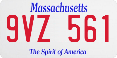 MA license plate 9VZ561